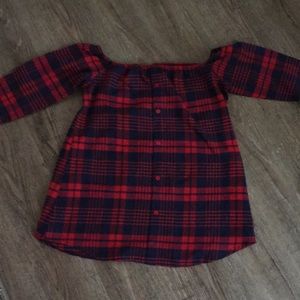 NWOT off the shoulder flannel top.